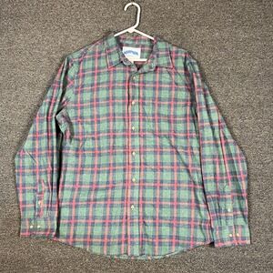 Harpoon Mens XL Classic Fit Flannel Plaid Button Down Shirt Green Red Blue